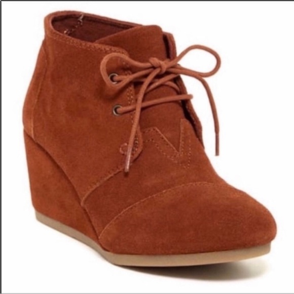 Toms suede desert wedge shoes booties 7.5 - Picture 1 of 9